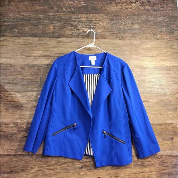 Chico's Jackets & Blazers - Chico's Royal Blue Blazer with Black Zipper Accents